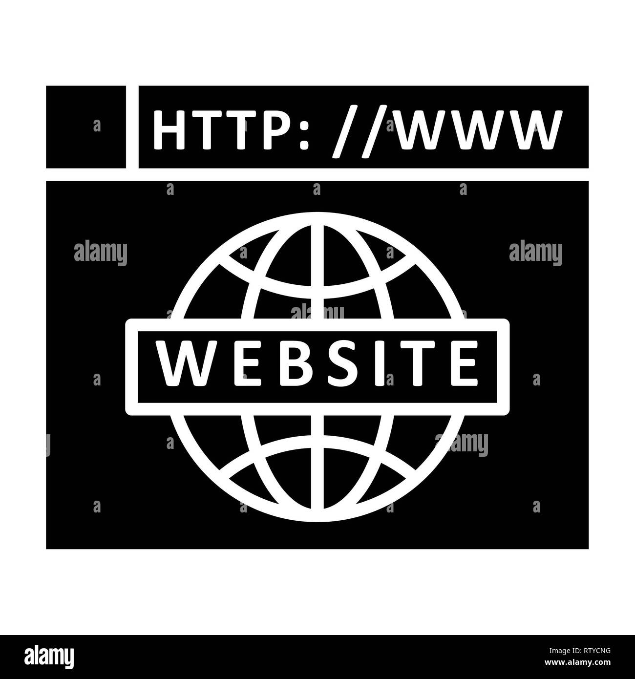 Icona del sito web, illustrazione vettoriale, tecnologia di glifi Foto Stock