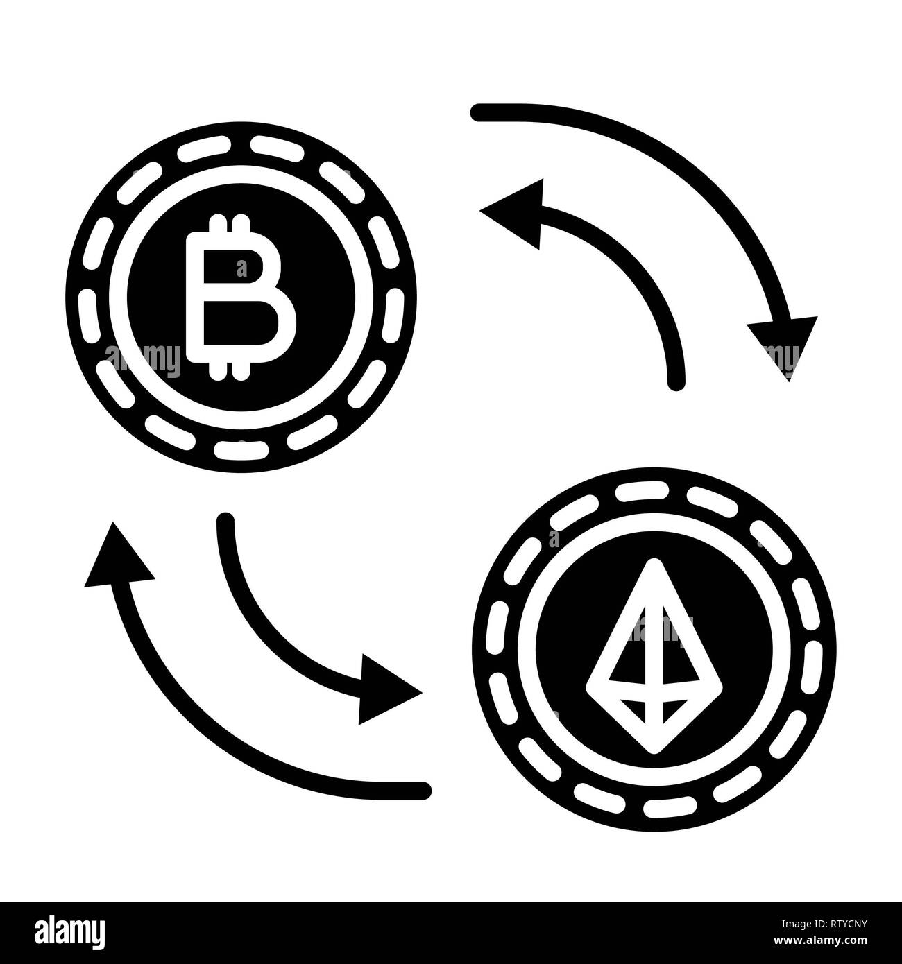 Icona Cryptocurrency, illustrazione vettoriale, tecnologia di glifi Foto Stock