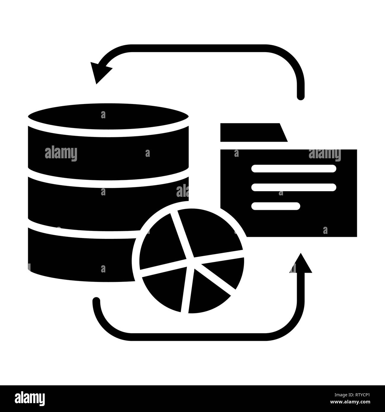 Icona di database, illustrazione vettoriale, tecnologia di glifi Foto Stock