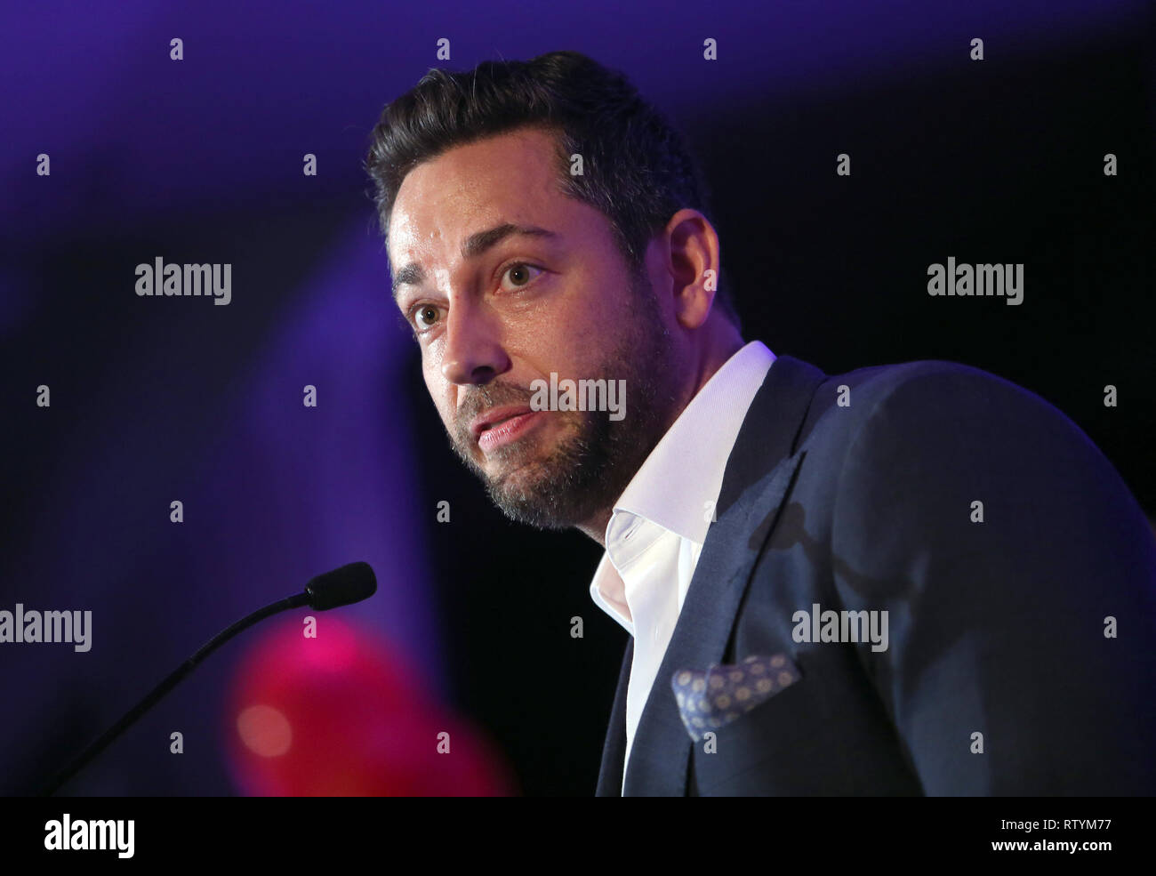 Hollywood, Stati Uniti d'America. 2 Mar, 2019. Zachary Levi, al 7 risparmio annuale di Gala di innocenza al Loews Hollywood Hotel in Hollywood, USAlifornia il 2 marzo 2019. Credito: Faye Sadou/media/punzone Alamy Live News Foto Stock