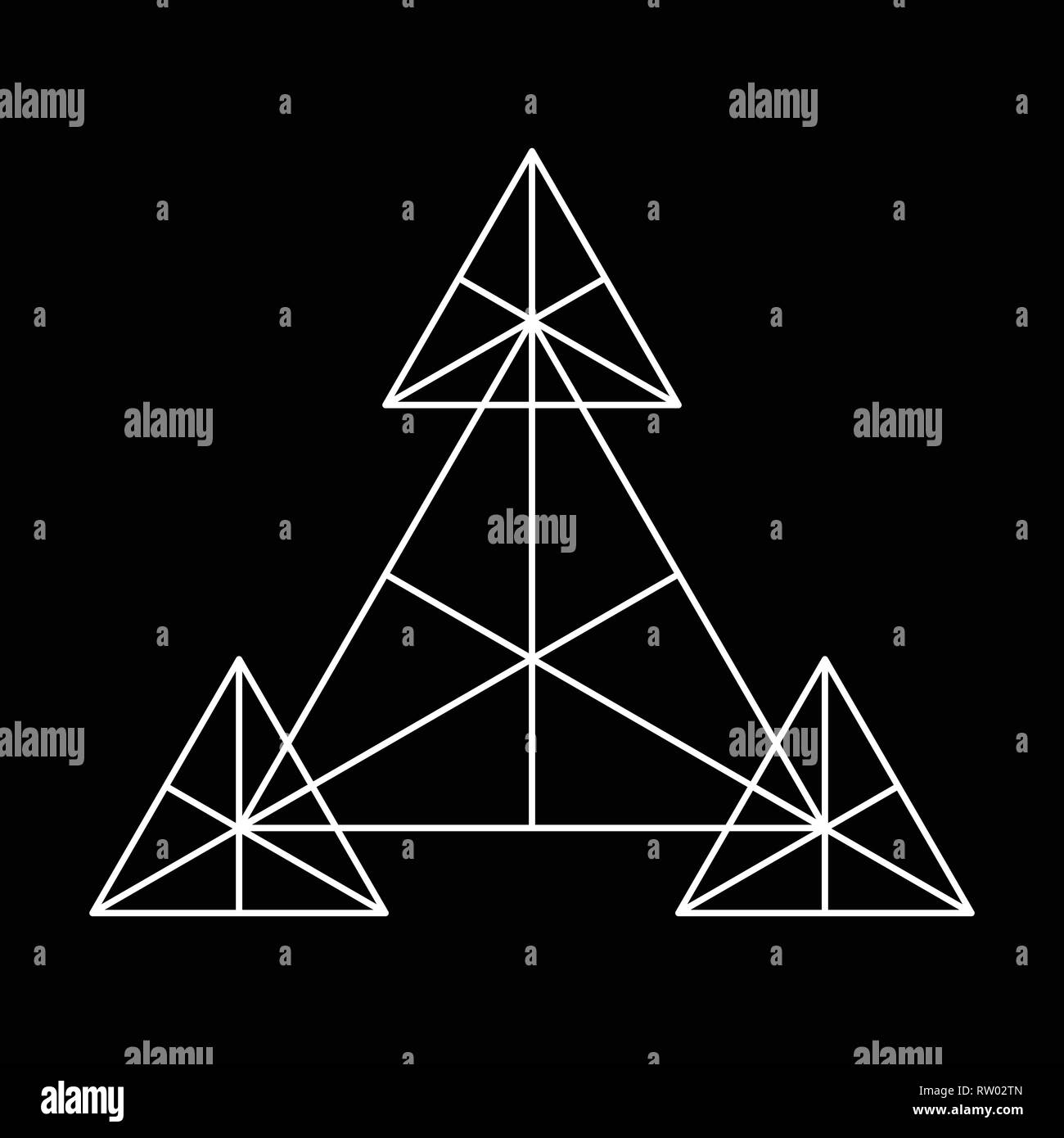 Geometria Sacra triangolo simbolo basato su elementi di e. Alchimia, religione, filosofia, astrologia e spiritualità temi per la progettazione Illustrazione Vettoriale