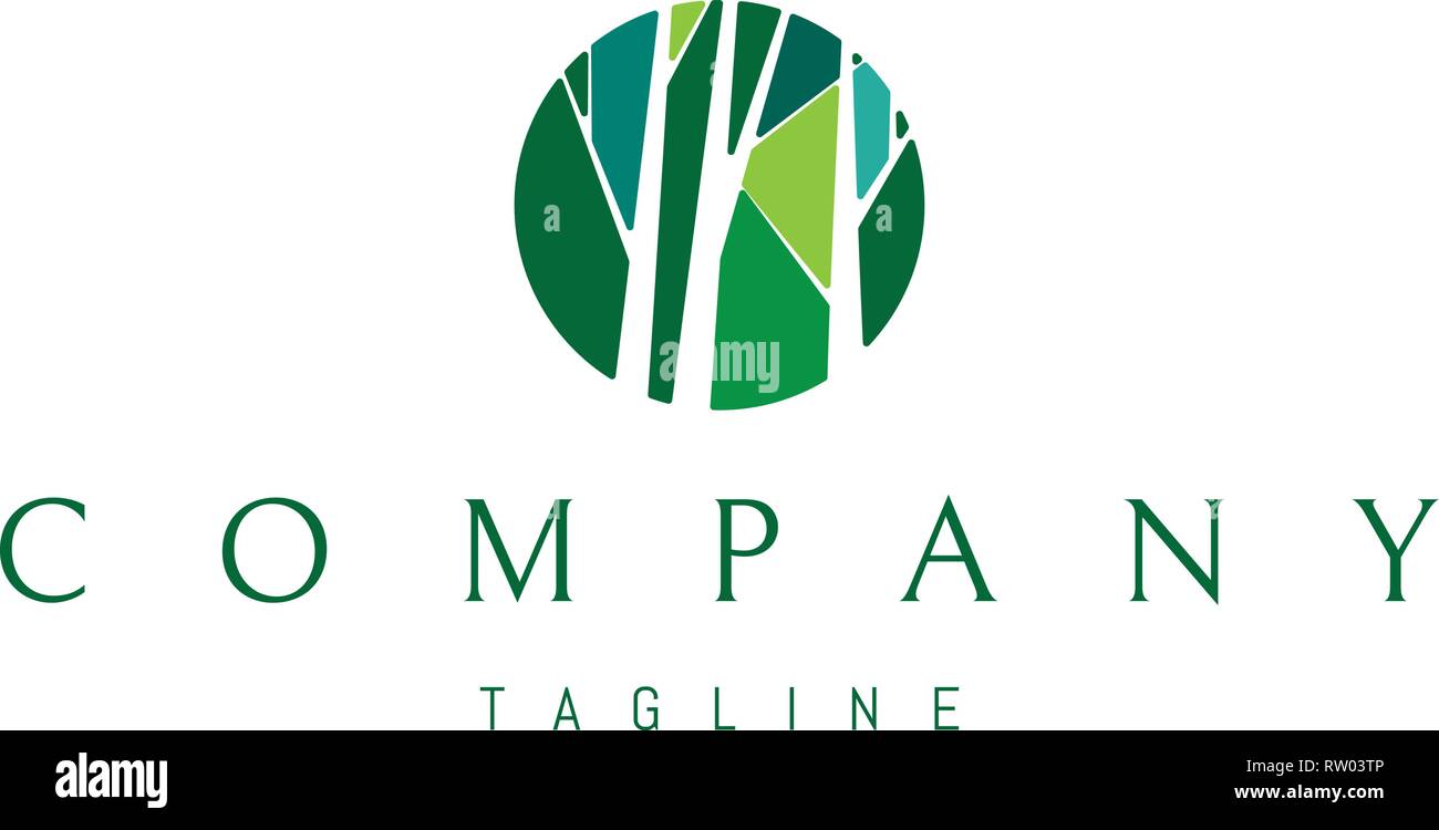 Albero di foresta verde vettore astratto logo design Illustrazione Vettoriale