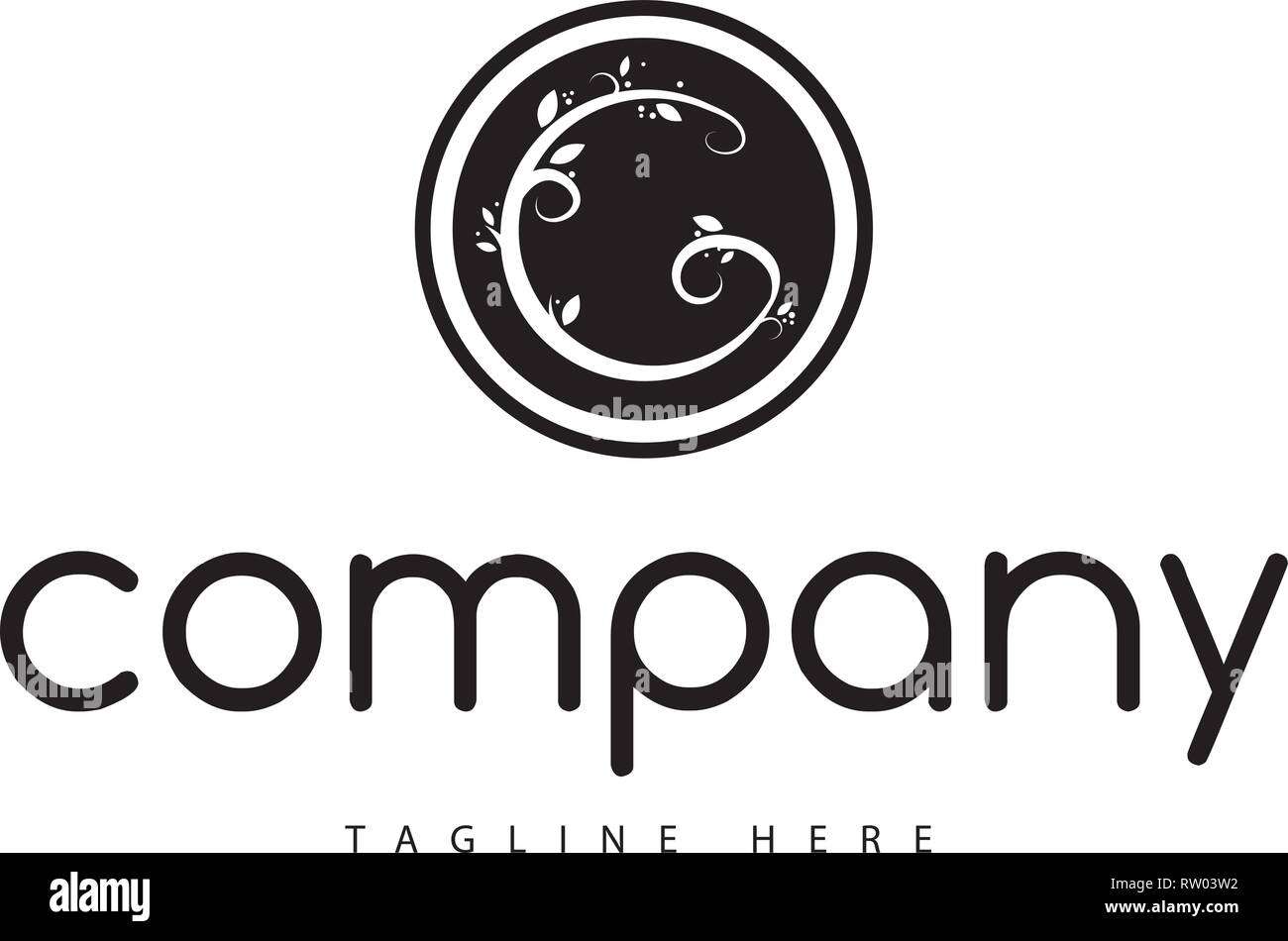 G Albero natura lettera vettore nero logo design Illustrazione Vettoriale