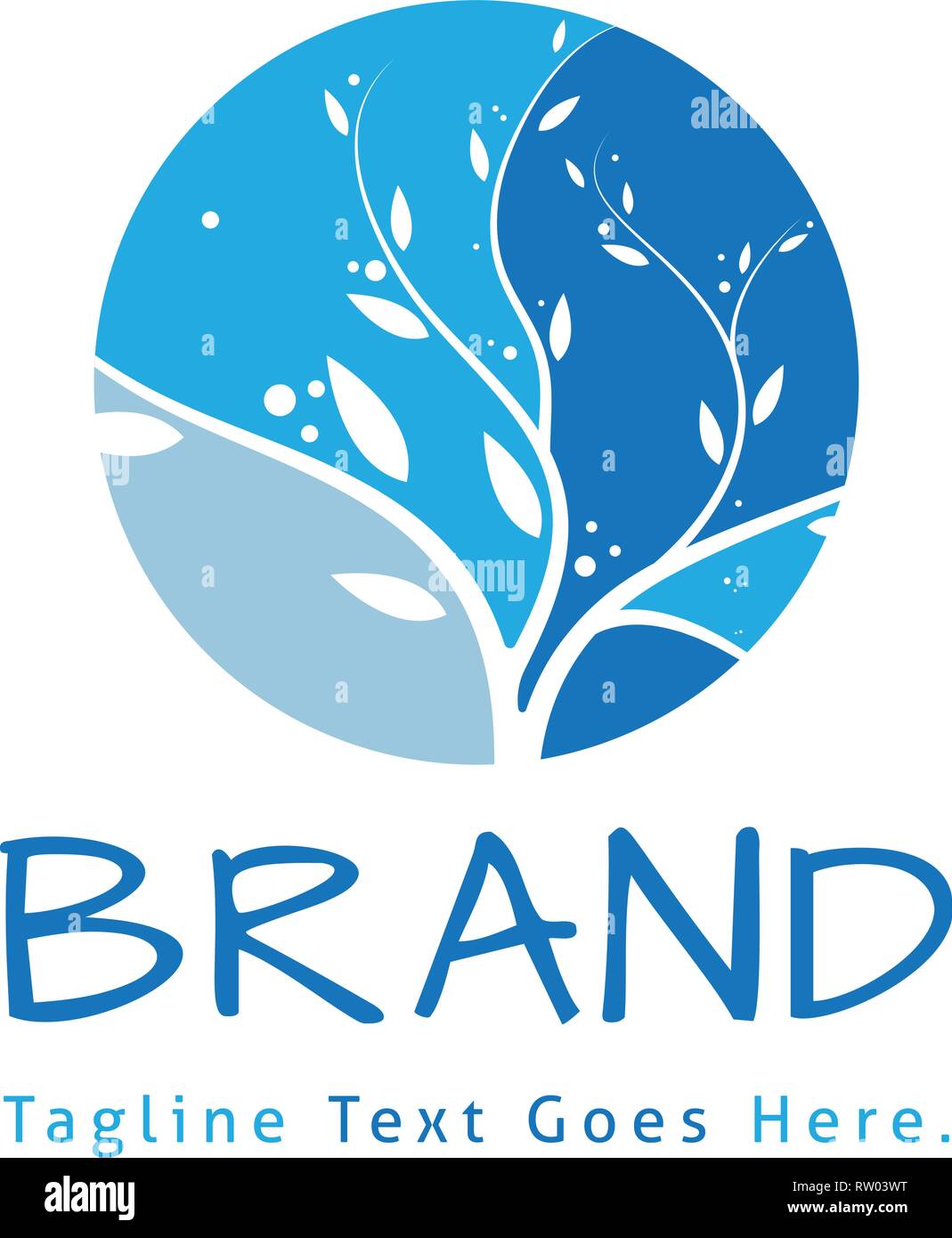 Natura albero di diramazione vettore blu logo design Illustrazione Vettoriale
