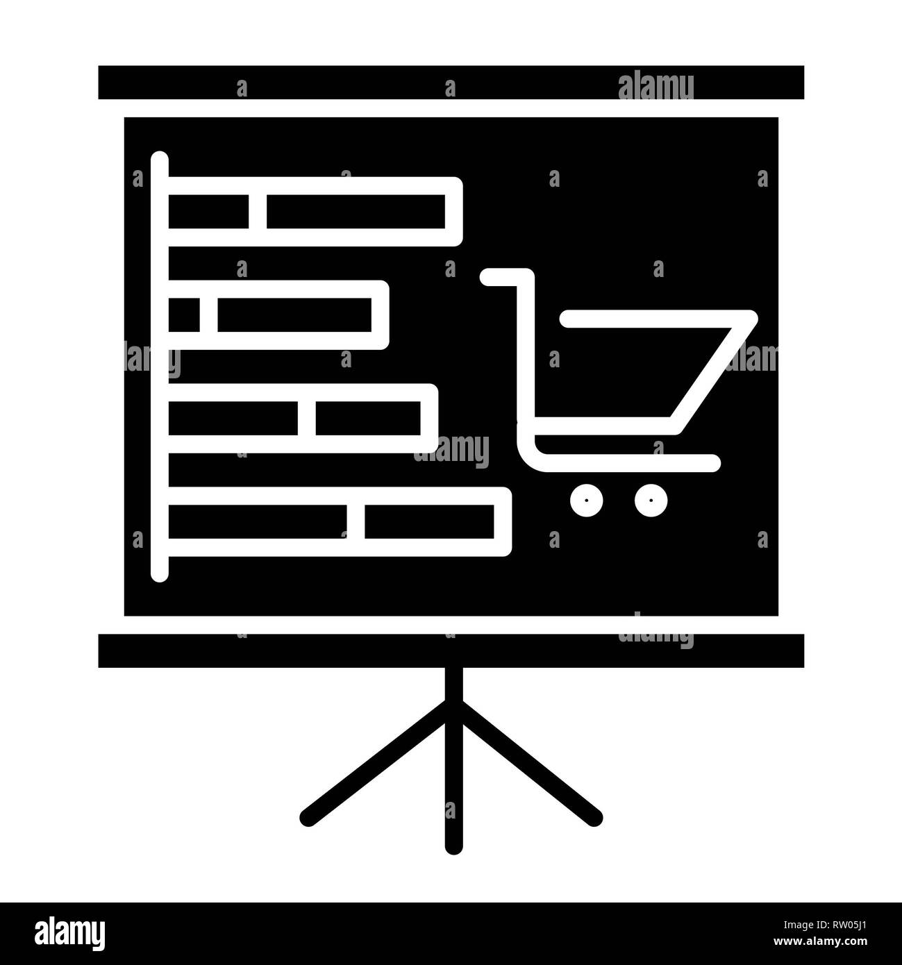 Presentazione del mercato Icona, illustrazione vettoriale di E-Commerce di glifi Foto Stock