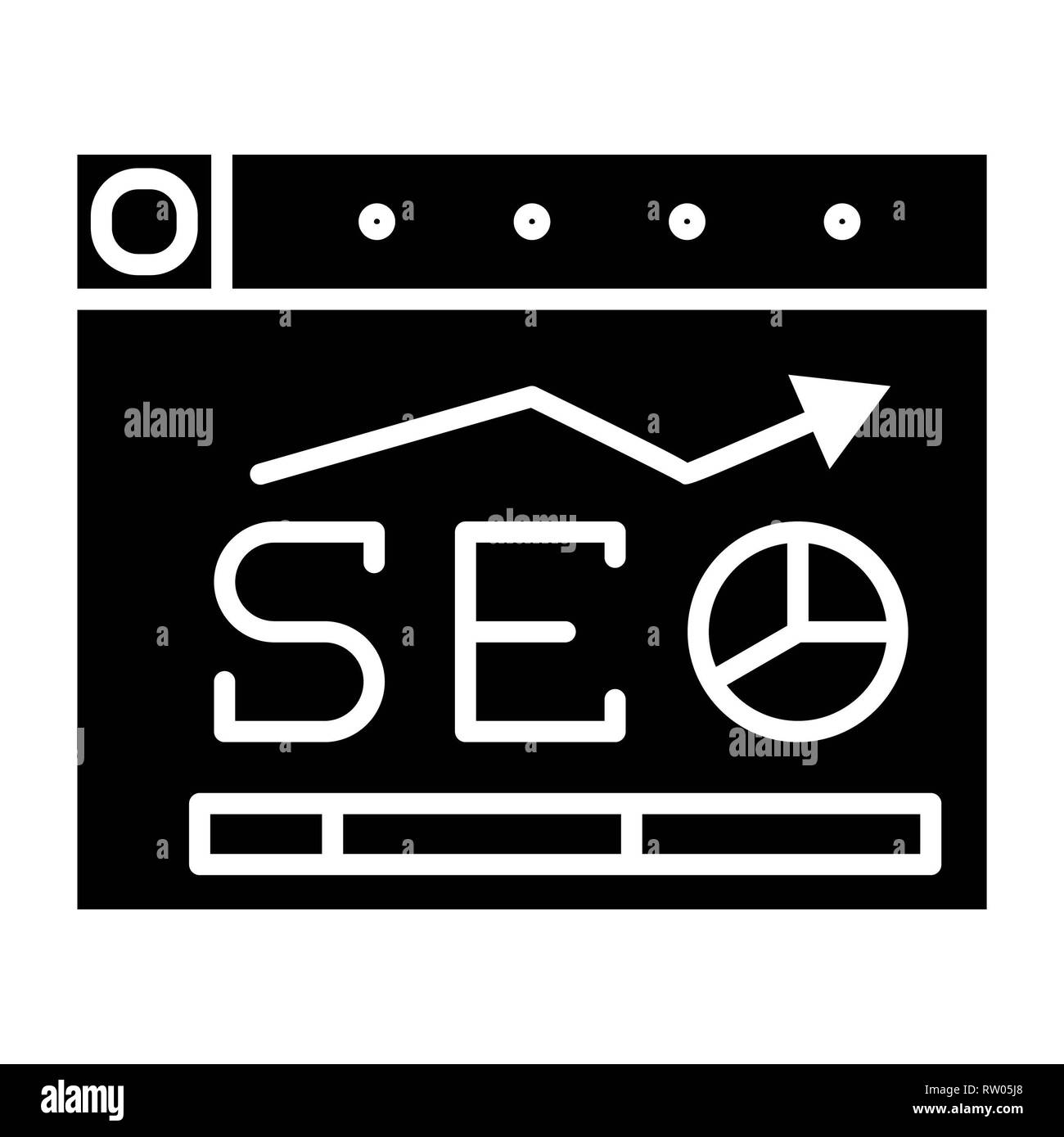 Icona di SEO, illustrazione vettoriale di E-Commerce di glifi Foto Stock