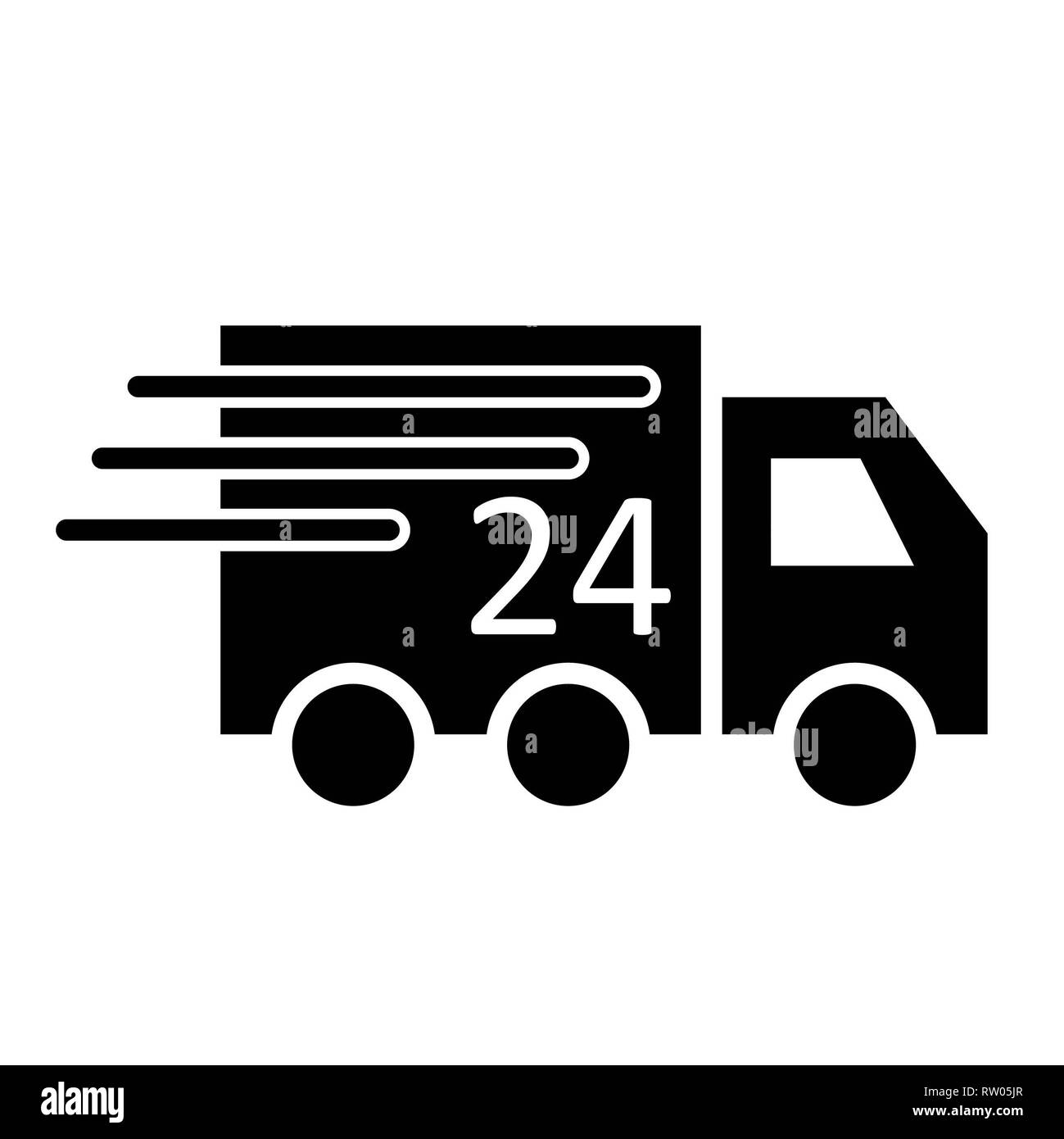 Icona di consegna, illustrazione vettoriale di E-Commerce di glifi Foto Stock