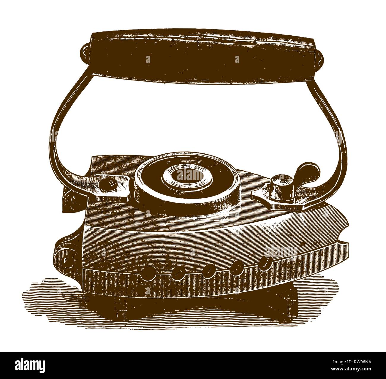 Ferro storico con piedistallo (dopo una incisione o incisione da XIX secolo) Illustrazione Vettoriale