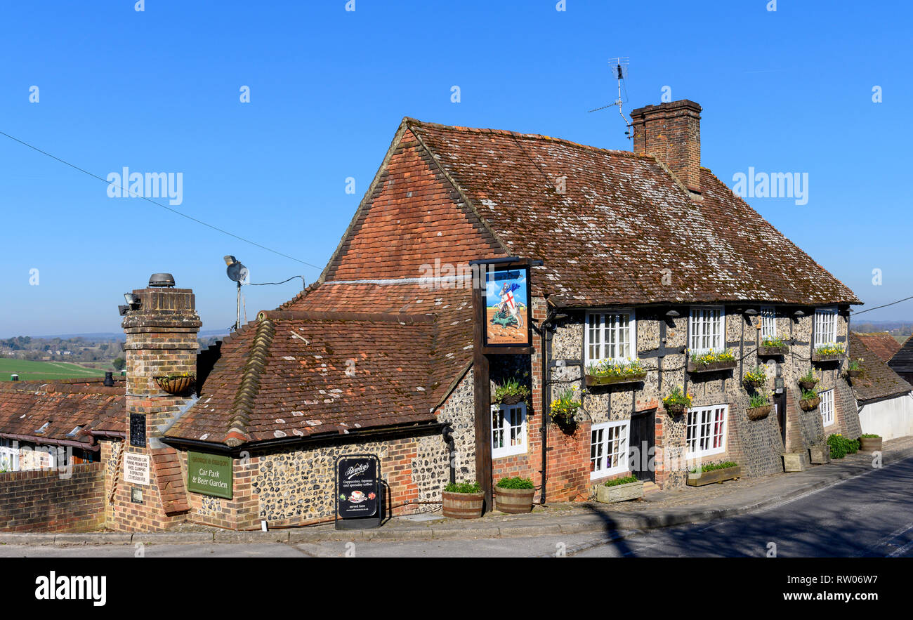 Il George and Dragon public house, Houghton, West Sussex, in Inghilterra, Regno Unito Foto Stock