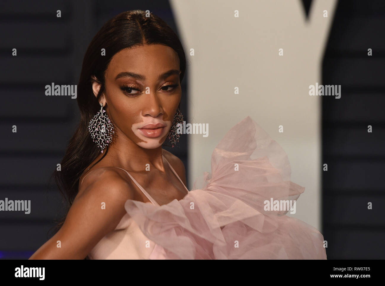 BEVERLY HILLS, CALIFORNIA - 24 febbraio: Winnie Harlow assiste 2019 Vanity Fair Oscar Party a Wallis Annenberg Center for the Performing Arts su Febr Foto Stock