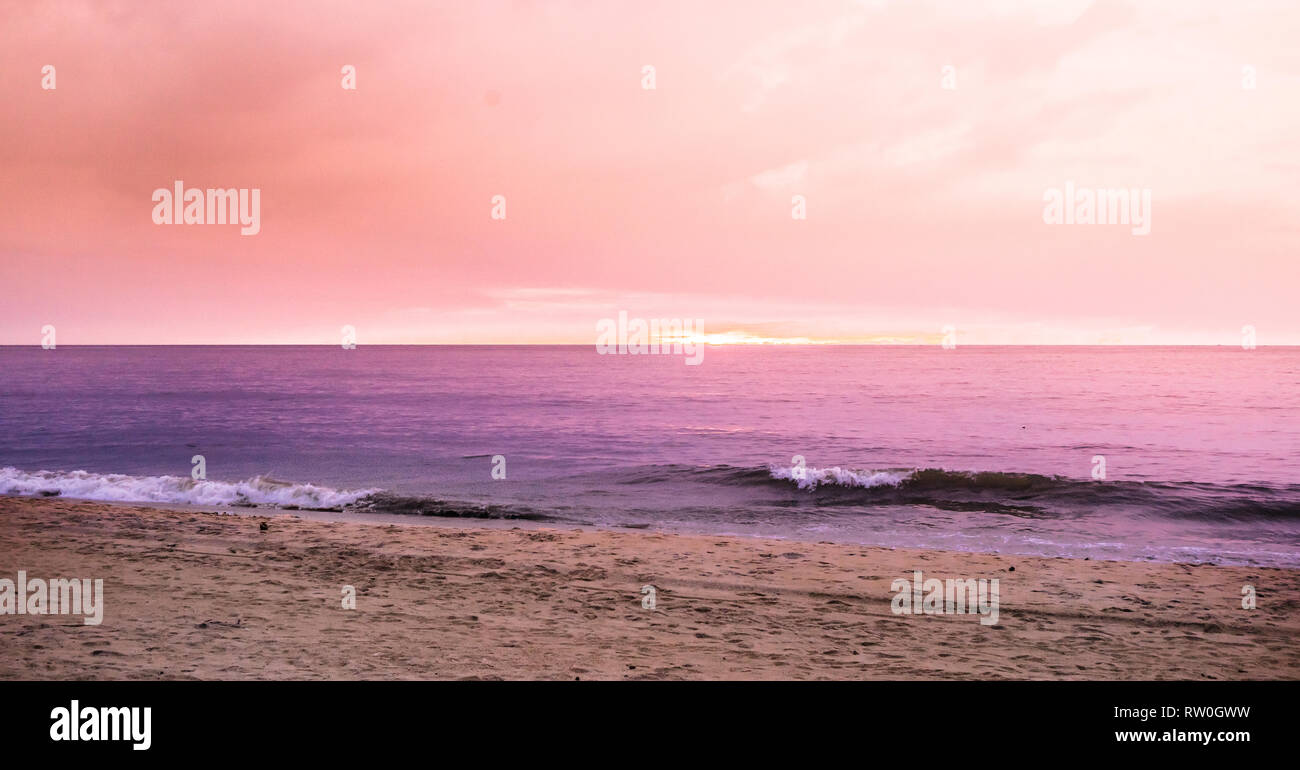 Rosa tramonto sulla spiaggia di negombo in Sri Lanka Foto Stock