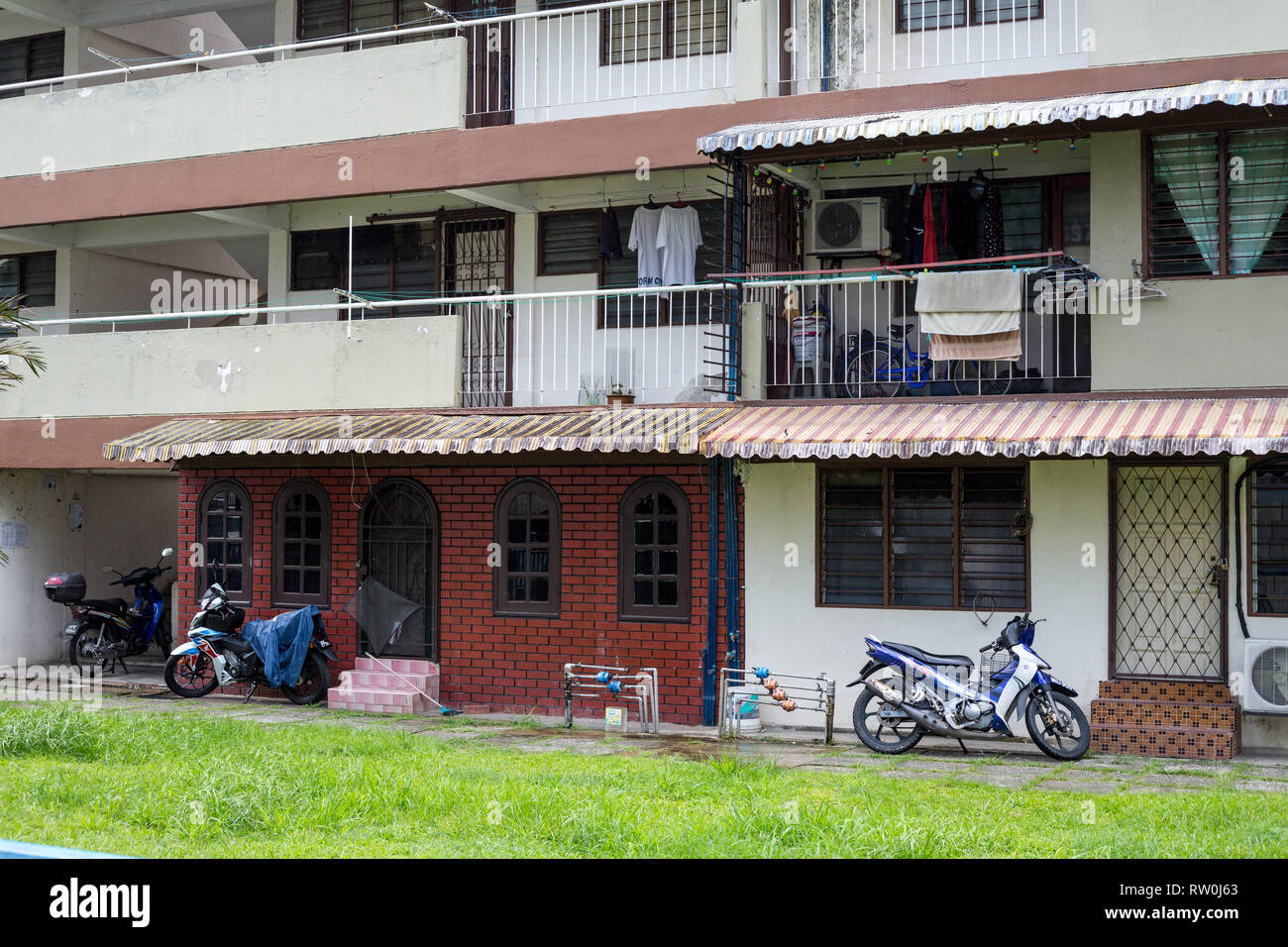 Kampung Baru, appartamento edificio tradizionale Malay enclave, Kuala Lumpur, Malesia. Foto Stock