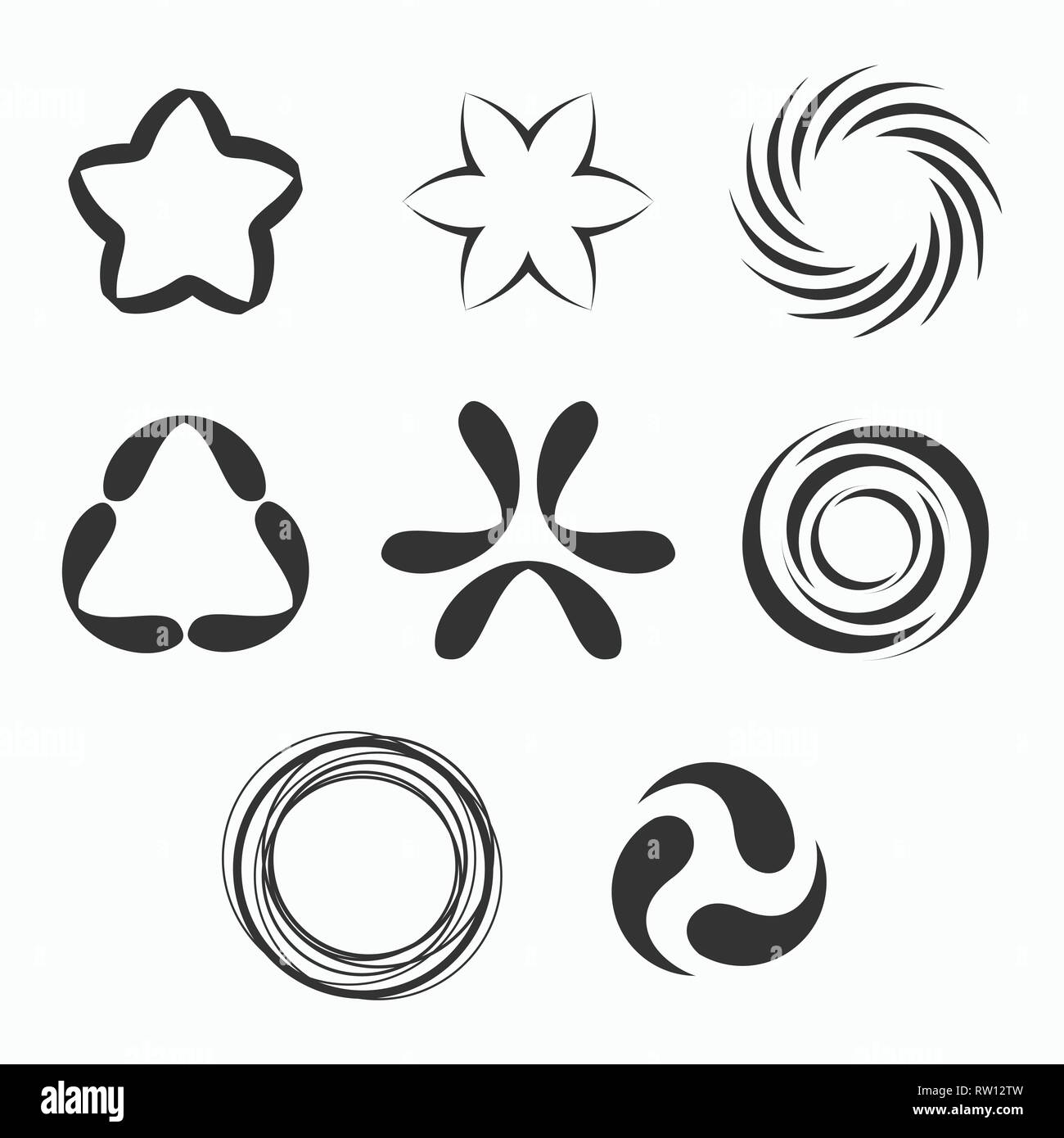 Abstract forme geometriche, i simboli per il design. Forme vettoriali. Illustrazione Vettoriale
