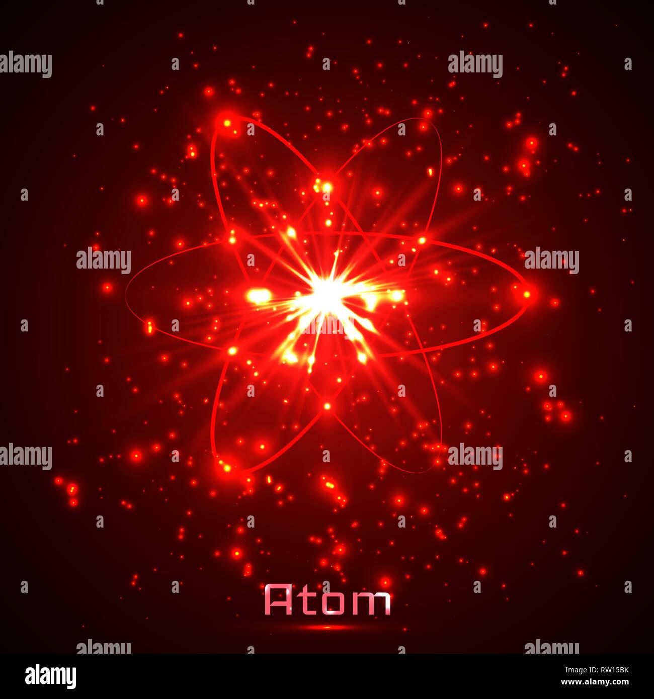 Vector shining luci al neon modello atom. Illustrazione Vettoriale