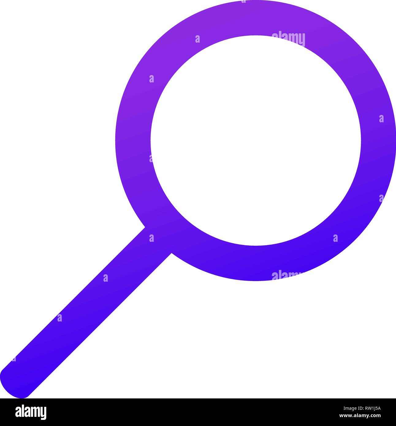 Icona Web Magnifier. Gradiente di colore viola. Segno di ricerca. Illustrazione Vettoriale