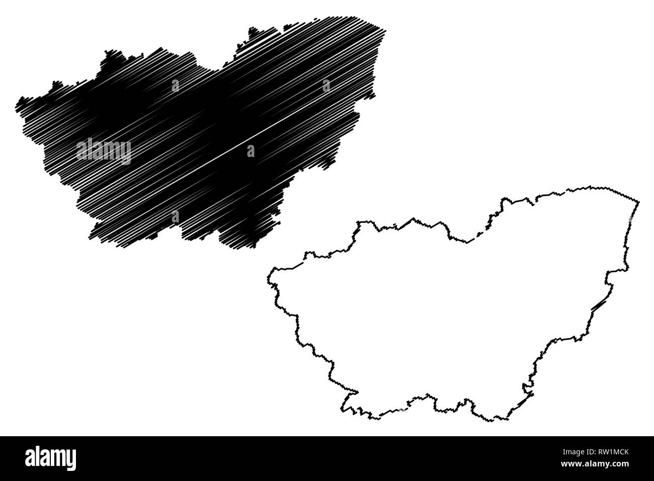 Il South Yorkshire (Regno Unito, Inghilterra, Metropolitan county) mappa illustrazione vettoriale, scribble schizzo South Yorkshire mappa Illustrazione Vettoriale