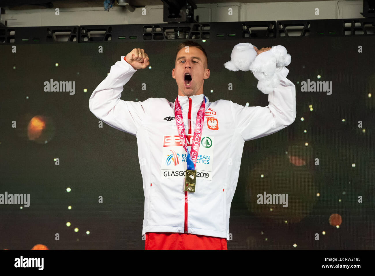 Glasgow, Scotland, Regno Unito. 3 Marzo, 2019. alla vittoria Ceremory durante l'Atletica Europea campionati Indoor Glasgow 2019 a Emirates Arena di Domenica, 03 marzo 2019. GLASGOW Scozia. (Solo uso editoriale, è richiesta una licenza per uso commerciale. Nessun uso in scommesse, giochi o un singolo giocatore/club/league pubblicazioni.) Credito: Taka G Wu/Alamy News Foto Stock