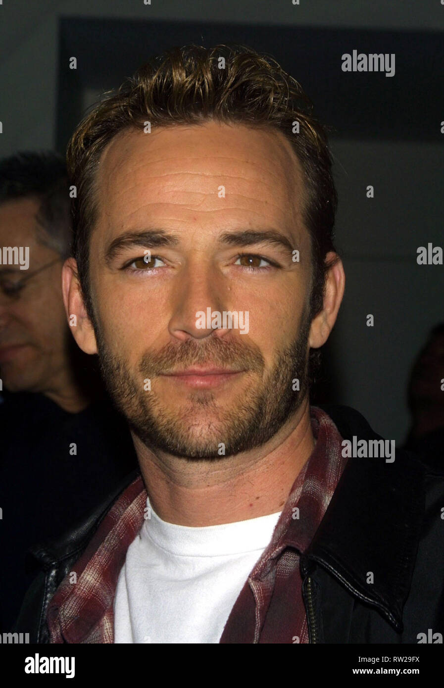 Attore LUKE PERRY (11 Ottobre 1966 - 4 Marzo 2019) il più noto per i suoi ruoli in TV mostra "Beverly Hills 90210' e 'Riverdale', morto lunedì all'età di 52 dopo aver subito una massiccia corsa la scorsa settimana. Nella foto: Mar 13, 2002 - New York New York, Stati Uniti - Attore LUKE PERRY @ la rete di Showtime programmazione annuale Pranzo di anteprima. Credito: Nancy Kaszerman/ZUMAPRESS.com/Alamy Live News Foto Stock