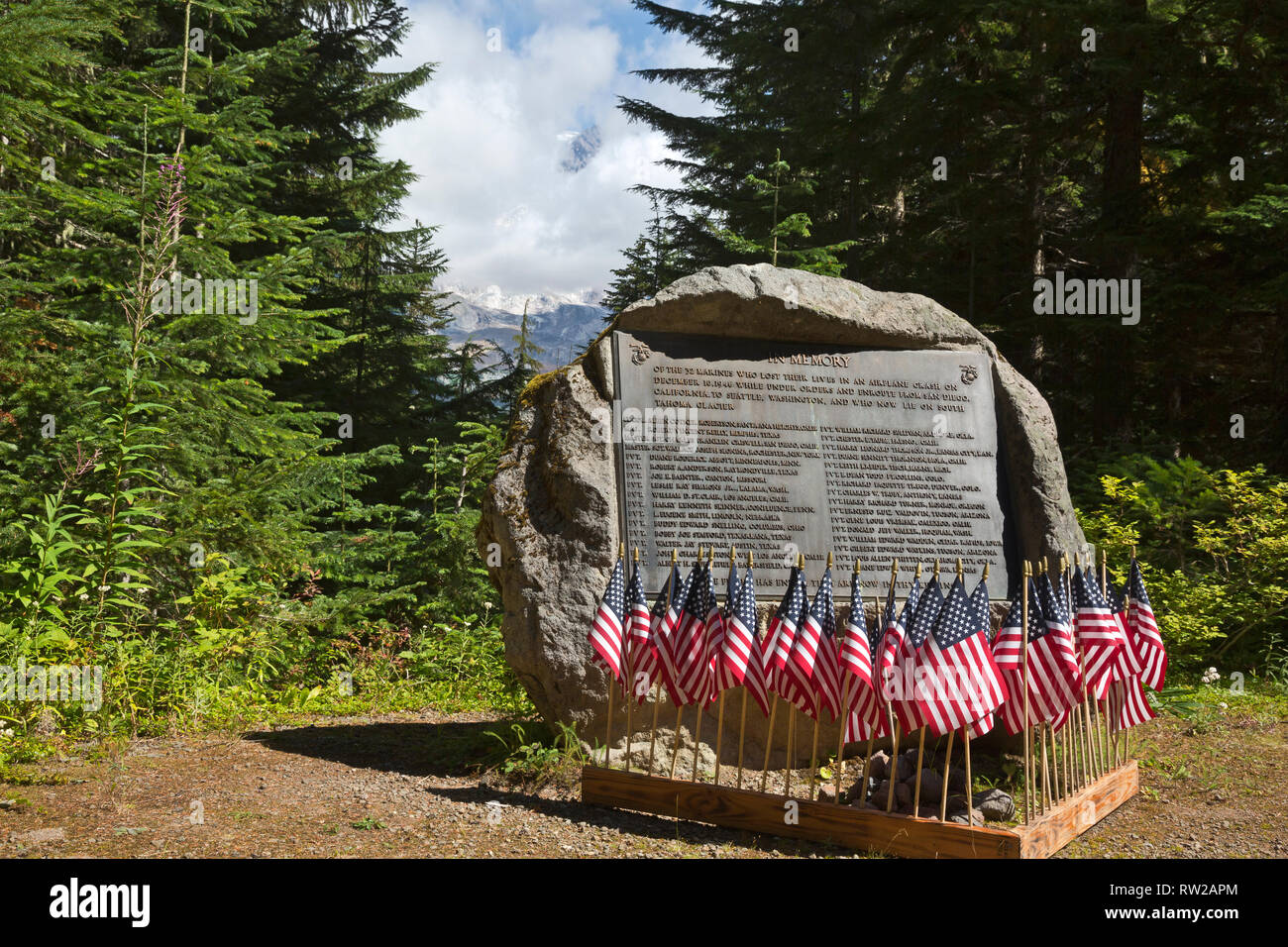 WA15853-00...WASHINGTON - Marine Memorial sul Westside Road/Trail a turno passano in Mount Rainier National Park. Foto Stock