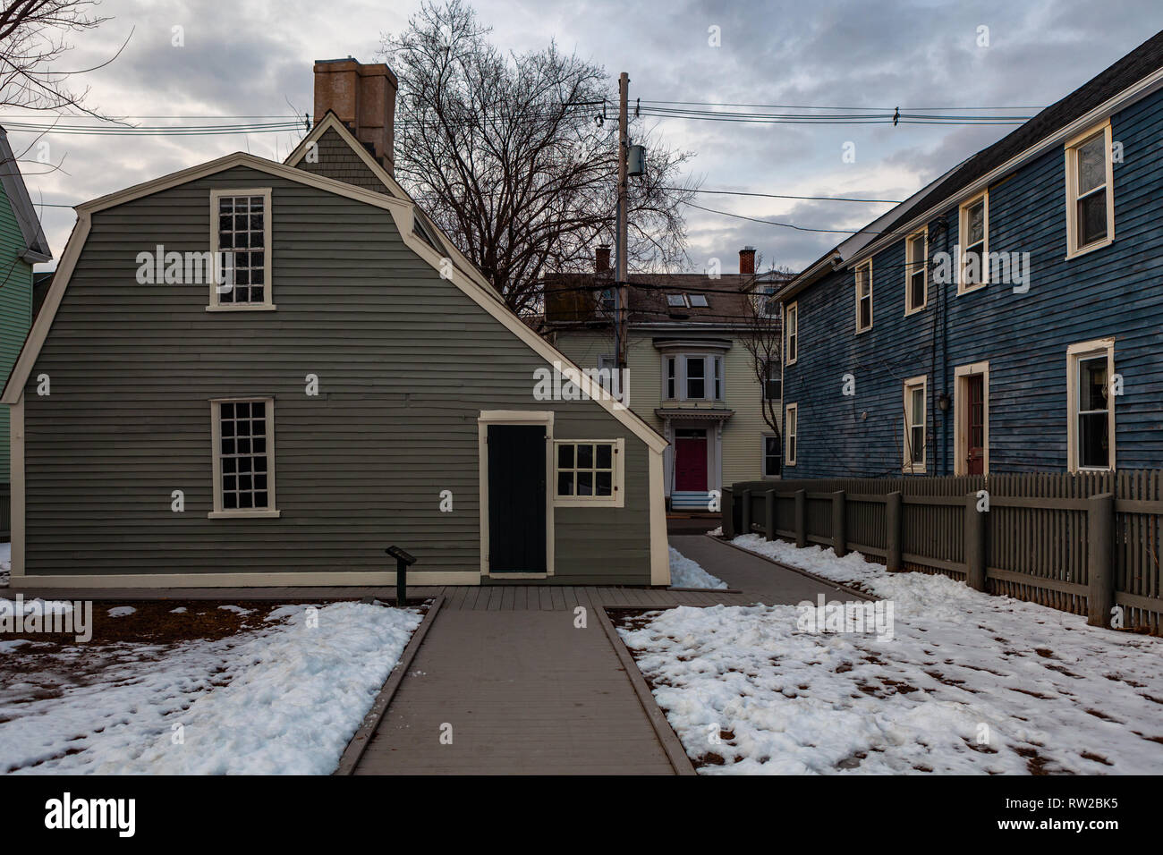 Strade di Salem, città in Massachusetts è famoso per le sue 1692 processi alle streghe, durante il quale alcuni locali sono stati eseguiti per presunto witc praticanti Foto Stock