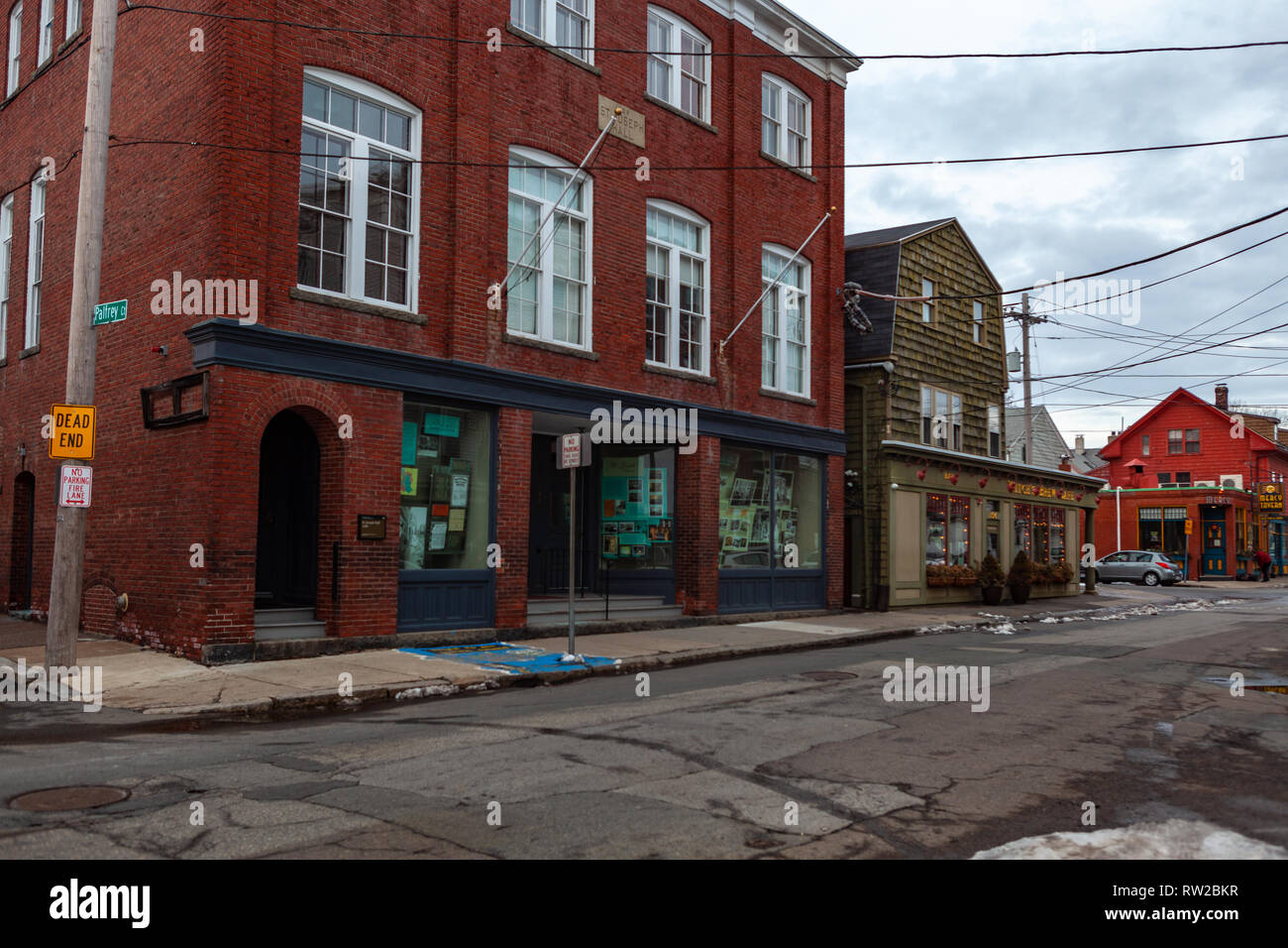 Strade di Salem, città in Massachusetts è famoso per le sue 1692 processi alle streghe, durante il quale alcuni locali sono stati eseguiti per presunto witc praticanti Foto Stock