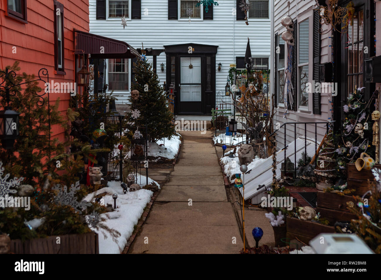 Strade di Salem, città in Massachusetts è famoso per le sue 1692 processi alle streghe, durante il quale alcuni locali sono stati eseguiti per presunto witc praticanti Foto Stock