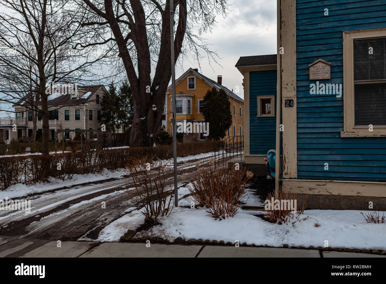 Strade di Salem, città in Massachusetts è famoso per le sue 1692 processi alle streghe, durante il quale alcuni locali sono stati eseguiti per presunto witc praticanti Foto Stock