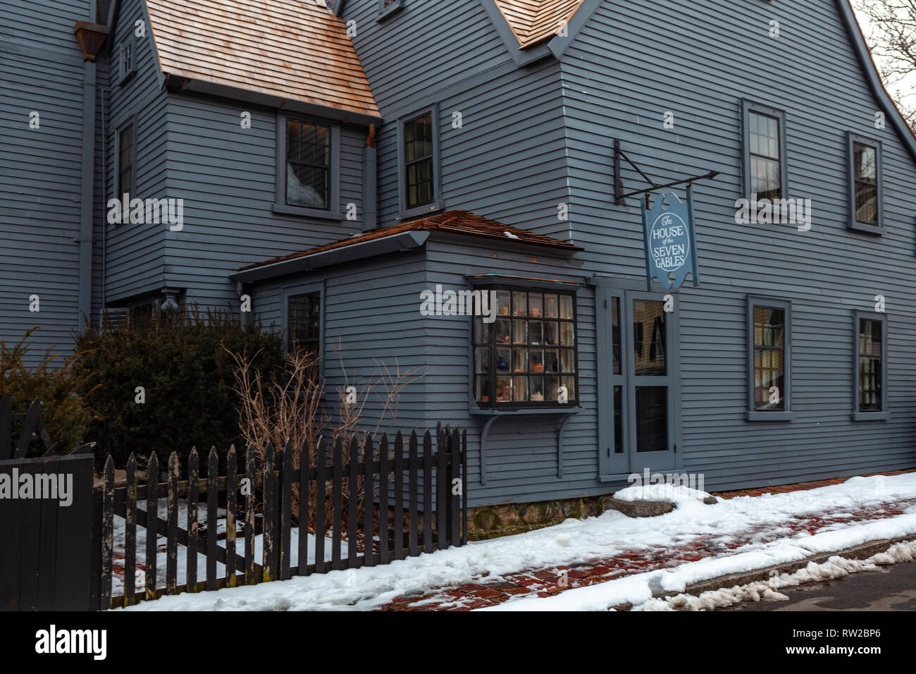 La casa dei sette Gables museum di Salem, Massachusetts che ha ispirato il romanzo di autore americano Nathaniel Hawthorne. Foto Stock