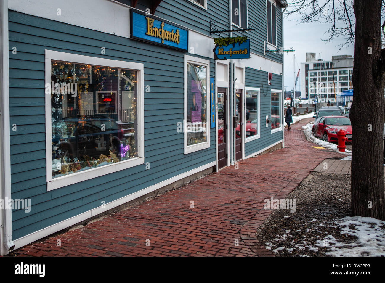 Negozio di souvenir negozio finestra centro di Salem nella contea di Essex Massachusettes stato DI STATI UNITI D'AMERICA Foto Stock