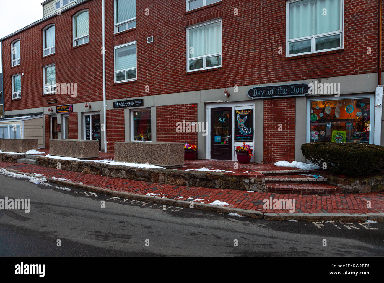 Negozio di souvenir negozio finestra centro di Salem nella contea di Essex Massachusettes stato DI STATI UNITI D'AMERICA Foto Stock