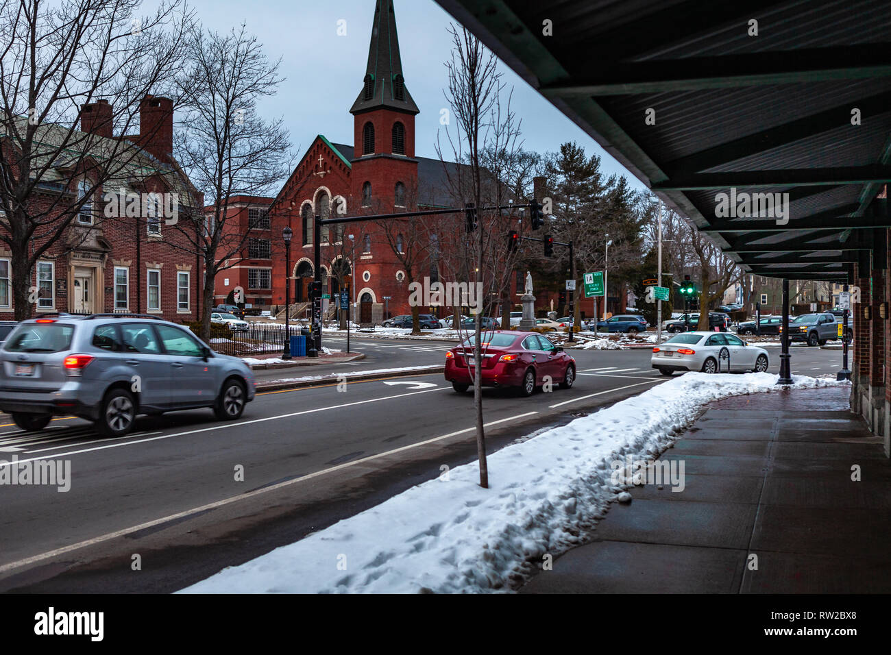 Strade di Salem, città in Massachusetts è famoso per le sue 1692 processi alle streghe, durante il quale alcuni locali sono stati eseguiti per presunto witc praticanti Foto Stock