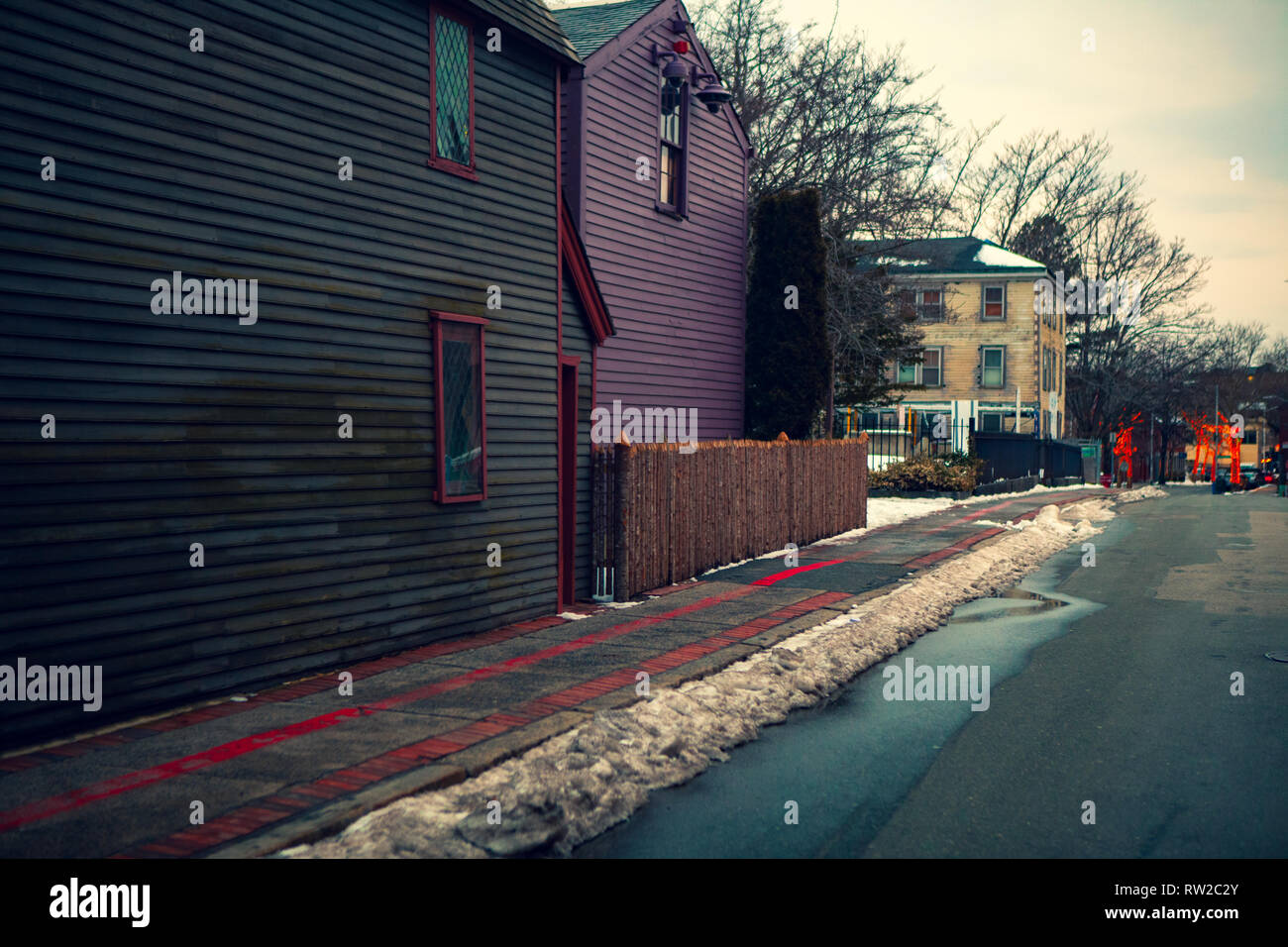 Strade di Salem, città in Massachusetts è famoso per le sue 1692 processi alle streghe, durante il quale alcuni locali sono stati eseguiti per presunto witc praticanti Foto Stock