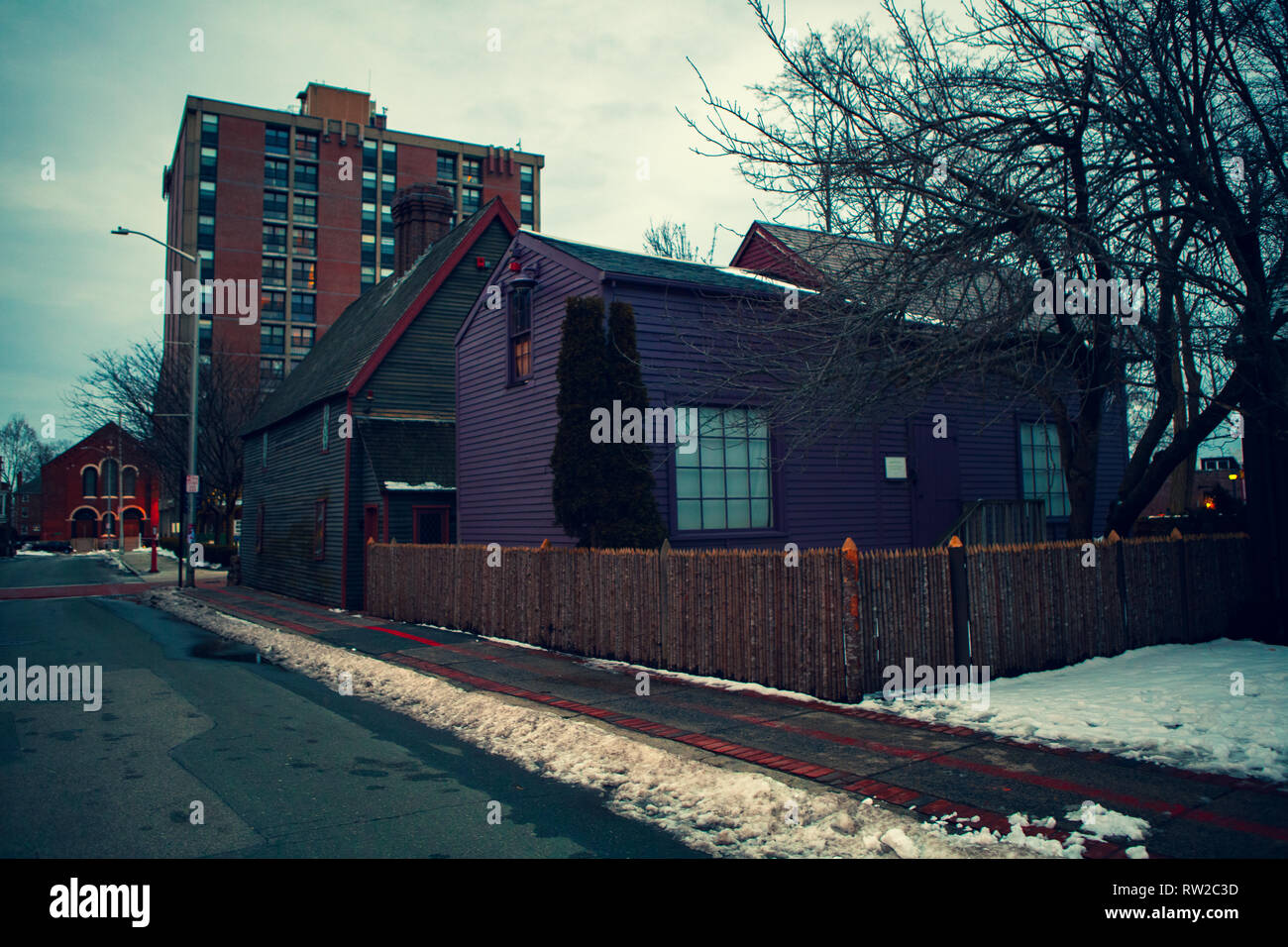 Strade di Salem, città in Massachusetts è famoso per le sue 1692 processi alle streghe, durante il quale alcuni locali sono stati eseguiti per presunto witc praticanti Foto Stock