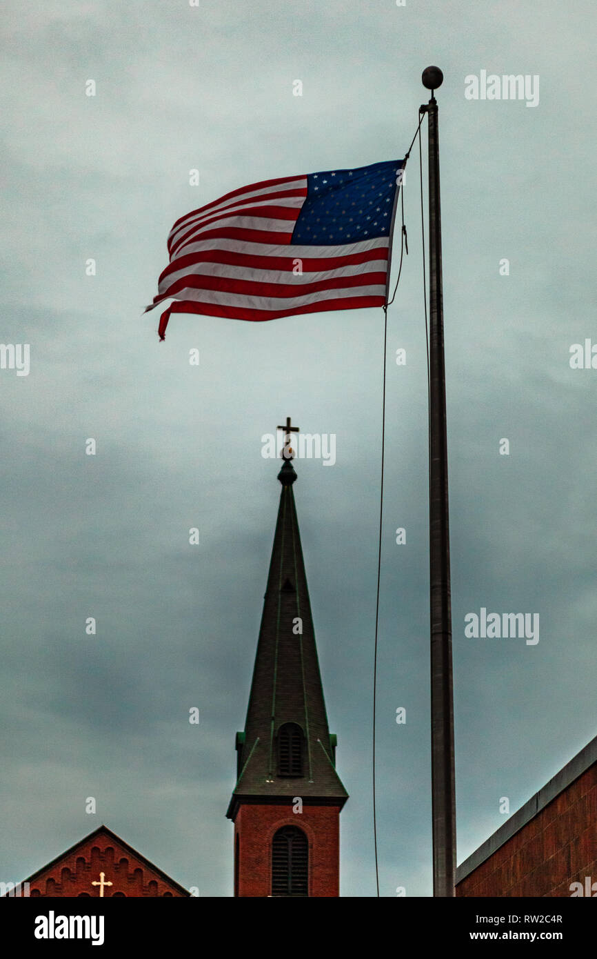 Strade di Salem, città in Massachusetts è famoso per le sue 1692 processi alle streghe, durante il quale alcuni locali sono stati eseguiti per presunto witc praticanti Foto Stock