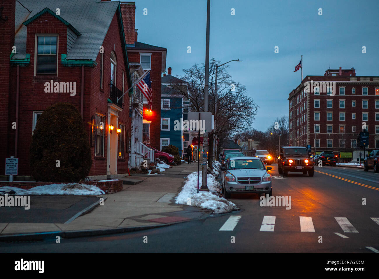 Strade di Salem, città in Massachusetts è famoso per le sue 1692 processi alle streghe, durante il quale alcuni locali sono stati eseguiti per presunto witc praticanti Foto Stock