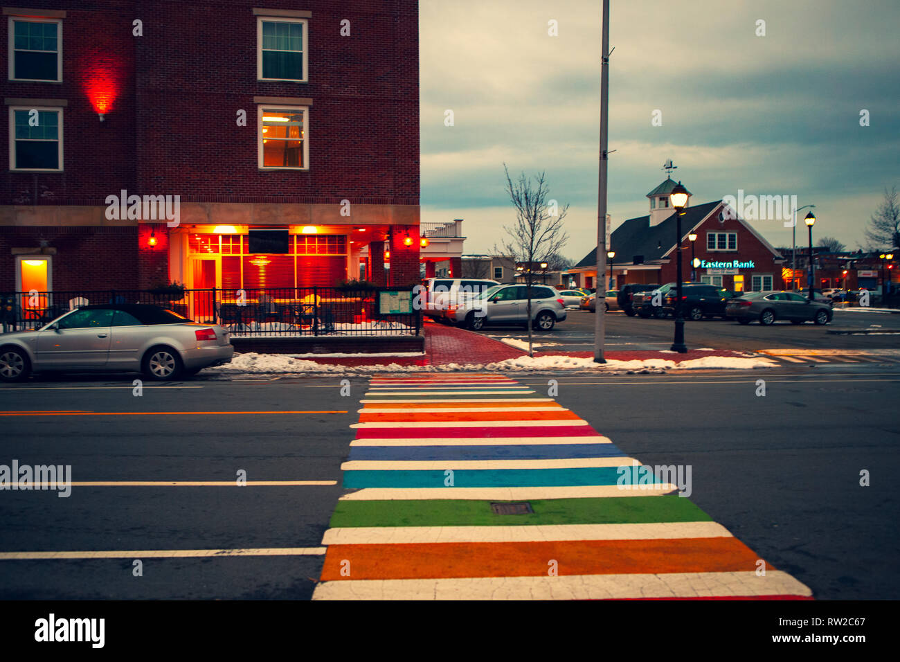 Strade di Salem, città in Massachusetts è famoso per le sue 1692 processi alle streghe, durante il quale alcuni locali sono stati eseguiti per presunto witc praticanti Foto Stock