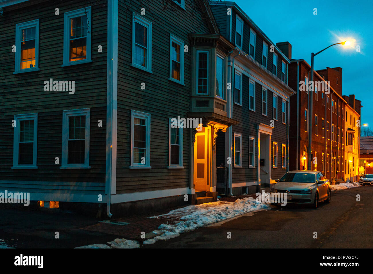 Strade di Salem, città in Massachusetts è famoso per le sue 1692 processi alle streghe, durante il quale alcuni locali sono stati eseguiti per presunto witc praticanti Foto Stock