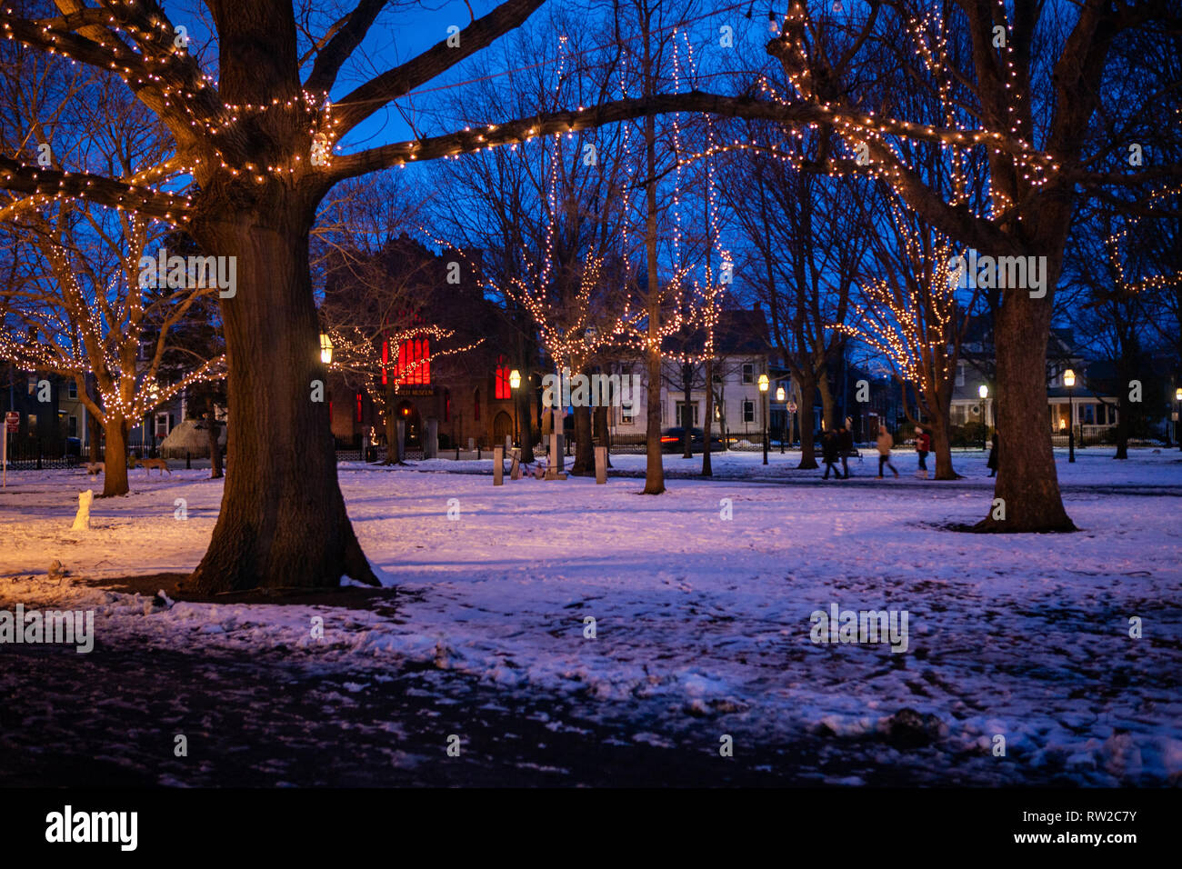 Strade di Salem, città in Massachusetts è famoso per le sue 1692 processi alle streghe, durante il quale alcuni locali sono stati eseguiti per presunto witc praticanti Foto Stock