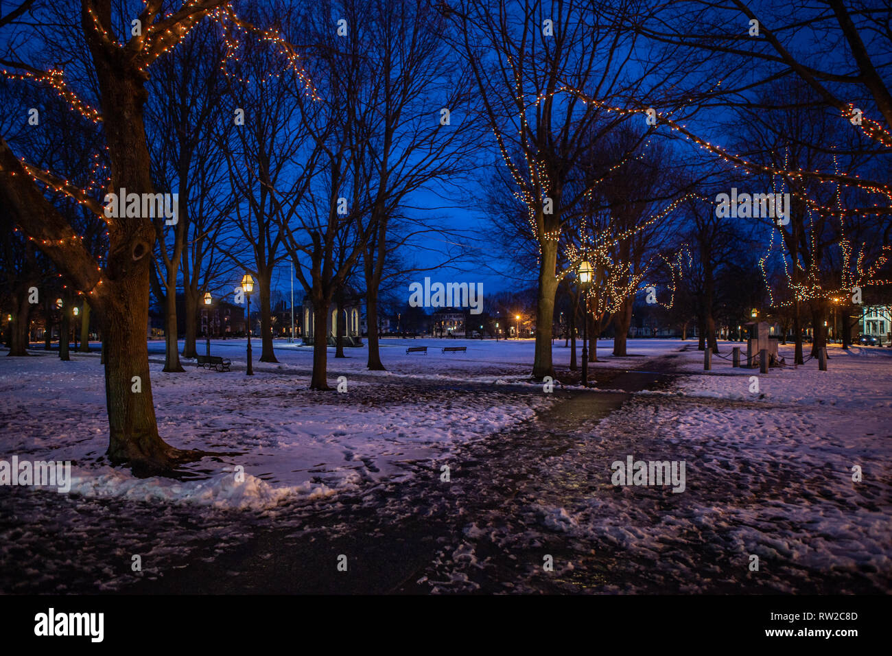 Strade di Salem, città in Massachusetts è famoso per le sue 1692 processi alle streghe, durante il quale alcuni locali sono stati eseguiti per presunto witc praticanti Foto Stock