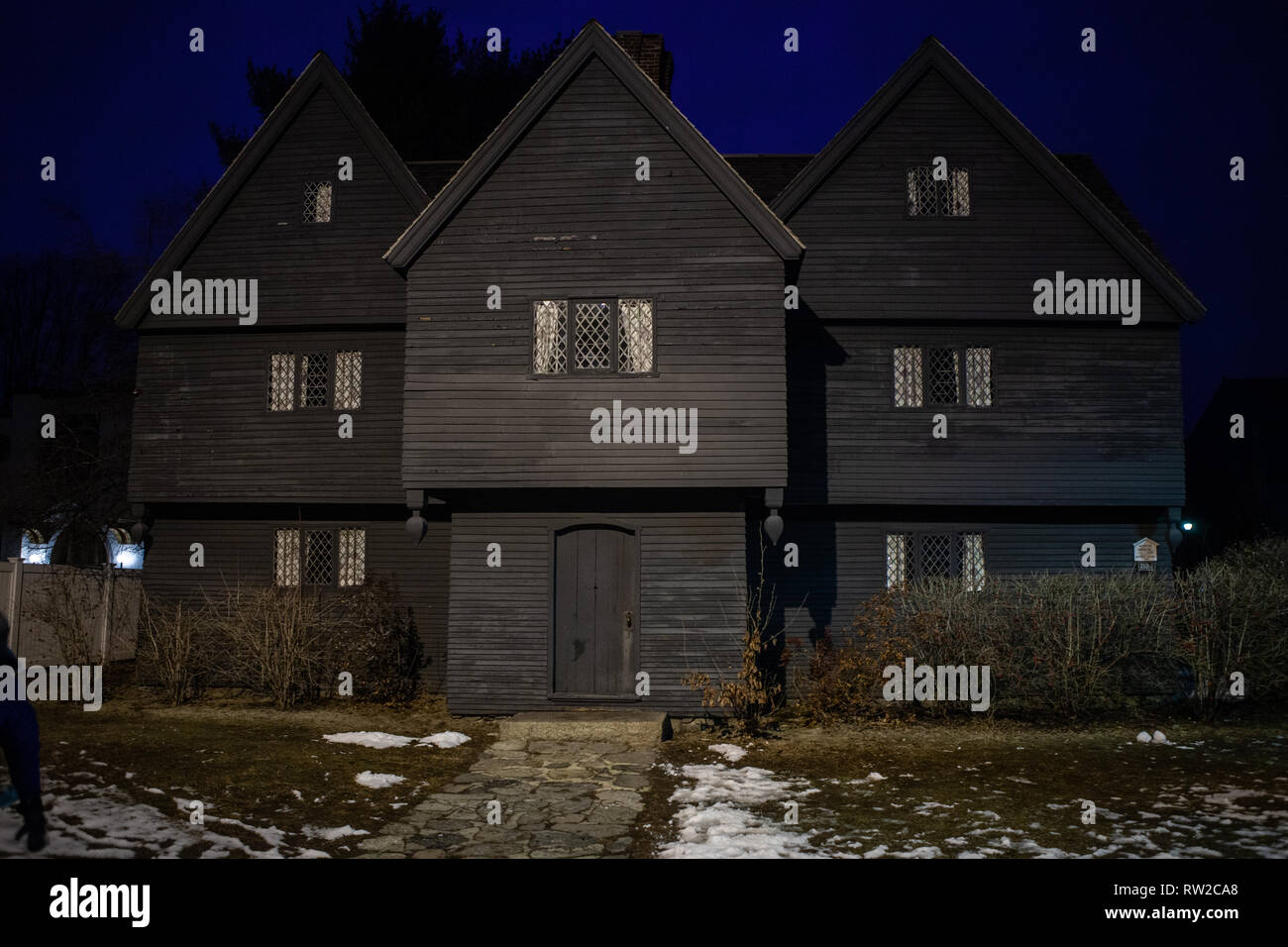 Strade di Salem, città in Massachusetts è famoso per le sue 1692 processi alle streghe, durante il quale alcuni locali sono stati eseguiti per presunto witc praticanti Foto Stock