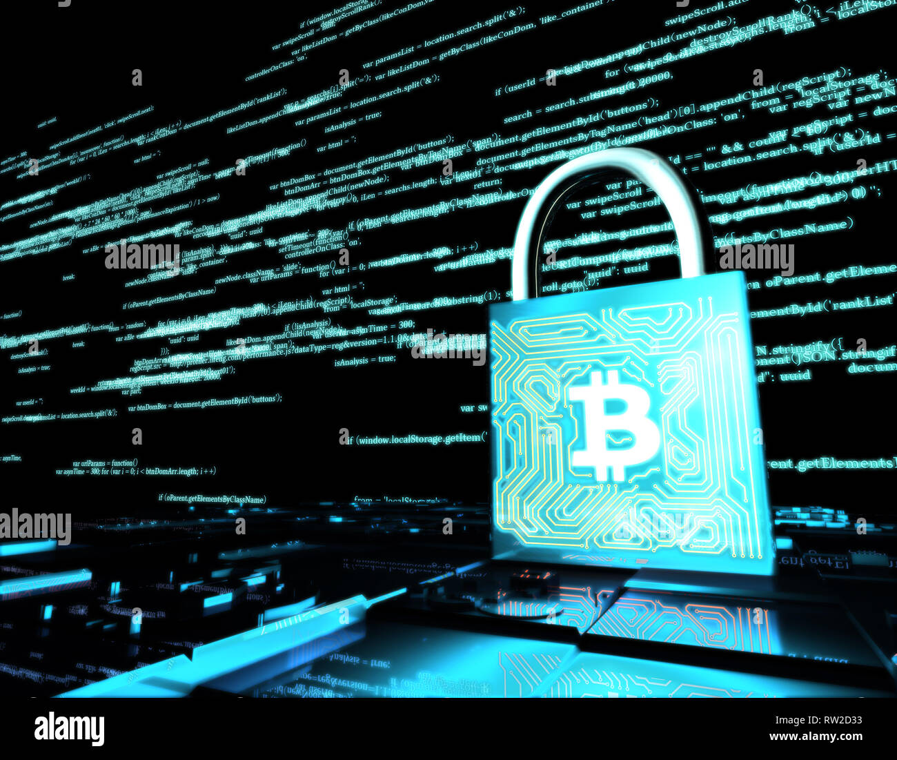 Trasmissione e blocco dei dati di rete, bitrin, protezione della sicurezza Foto Stock