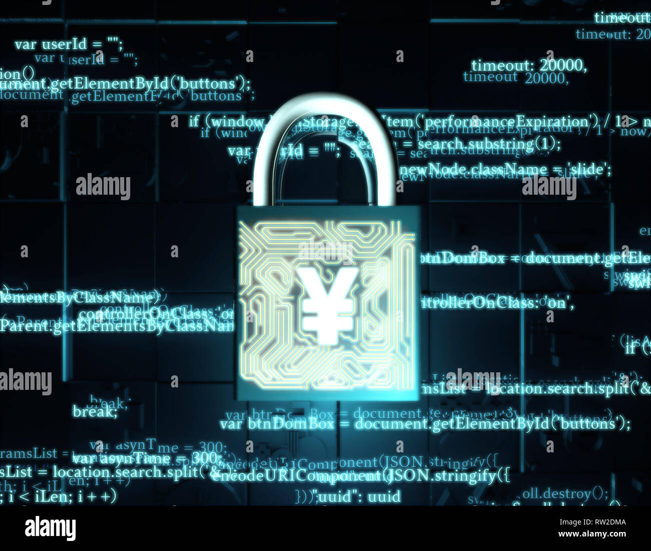 Trasmissione e blocco dei dati di rete, RMB, protezione della sicurezza Foto Stock