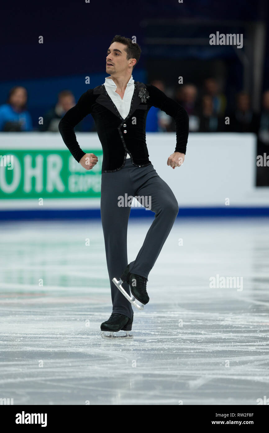 Javier Fernandez dalla Spagna durante il 2018 Europei di pattinaggio di figura i campionati Foto Stock