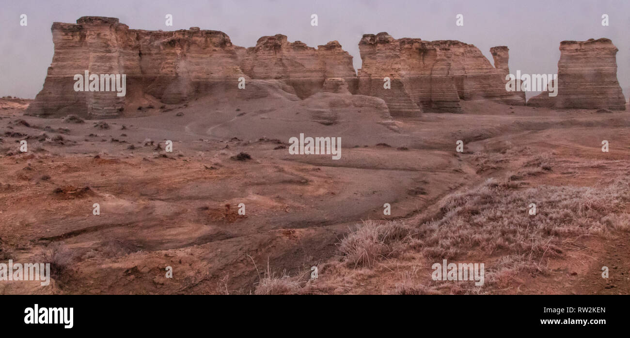 Monumento rocce sono formazioni di gesso che sono un riflesso del Cretaceo in quello che era allora il Western Interior Seaway Foto Stock