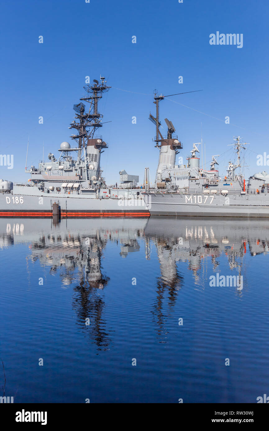 Nave da Guerra presso il Museo della Marina di Wilhelmshaven, Germania Foto Stock