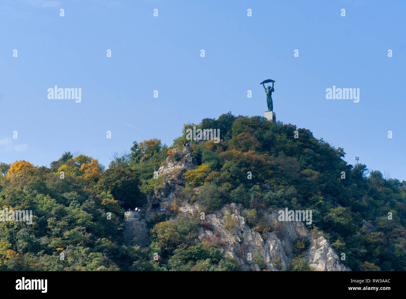 La Statua della Libertà a Budapest, la città capitale di Ungheria. Vista del lungomare di Buda da Pest. Foto Stock