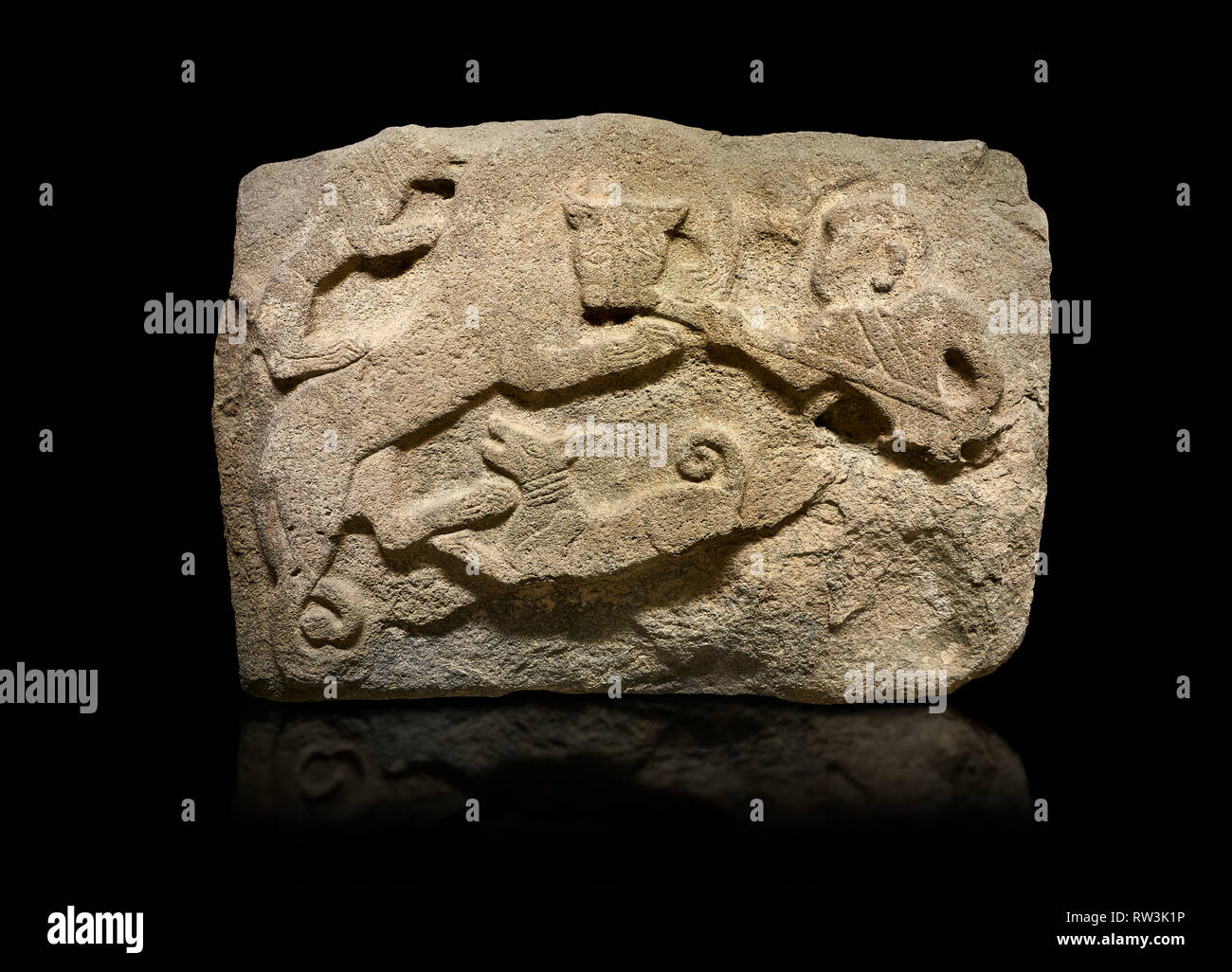 Alaca Hoyuk Hittita Rilievo monumentale scolpita in pietra orthostat pannello. L'andesite, Alaca Corum, 1399 - 1301 A.C. Civiltà Anatoliche Museum, Ankara, Foto Stock