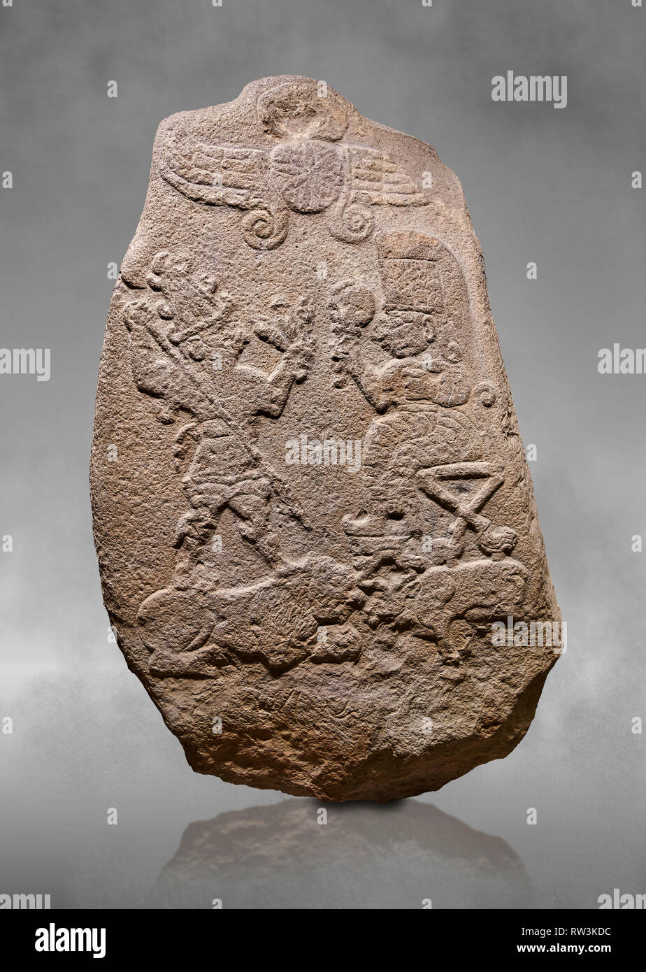 Aslantepe Hittita rilievo stele scolpite. Calcare, Aslantepe, Malatya, 1200-700 A.C. Civiltà Anatoliche Museum, Ankara, Turchia. Sotto la winge Foto Stock