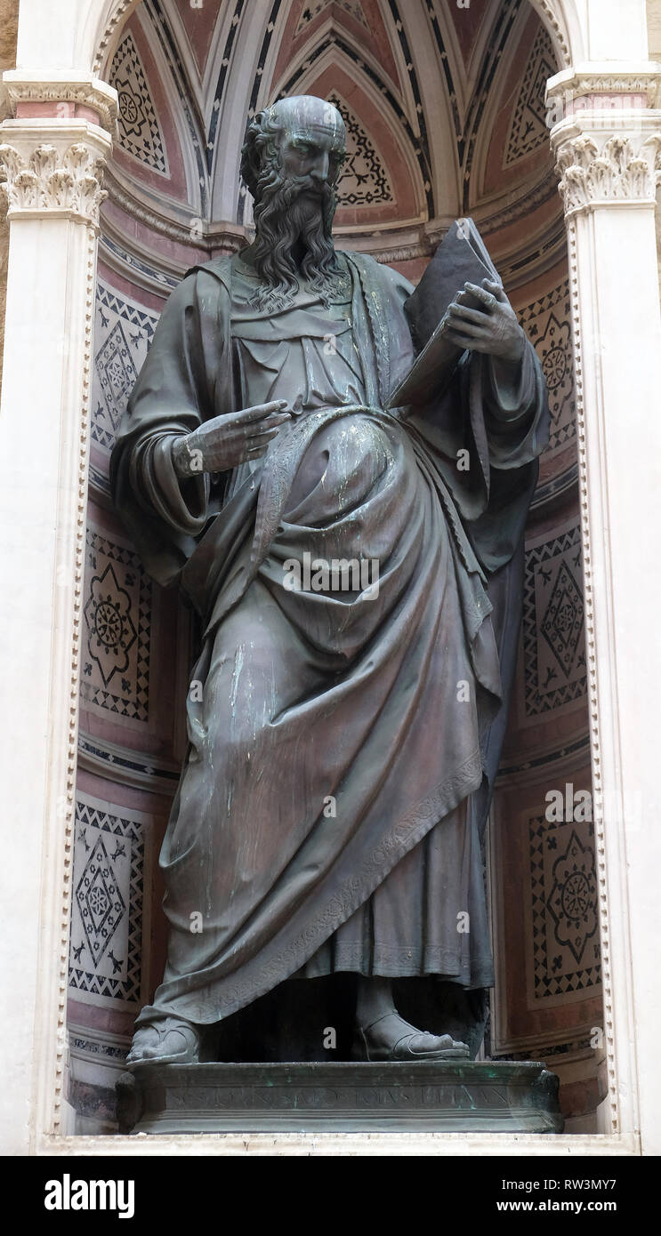 San Giovanni Evangelista di Baccio da Montelupo, Chiesa di Orsanmichele a Firenze, Toscana, Italia Foto Stock
