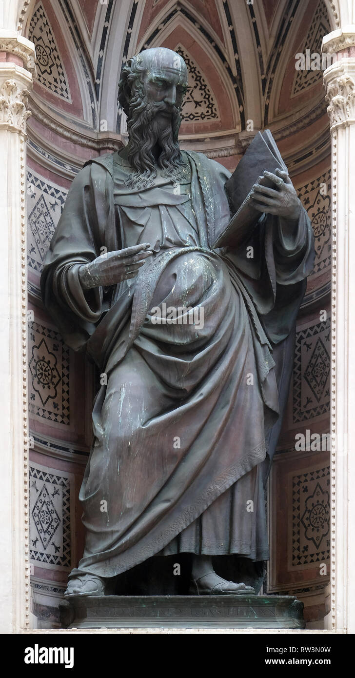 San Giovanni Evangelista di Baccio da Montelupo, Chiesa di Orsanmichele a Firenze, Toscana, Italia Foto Stock